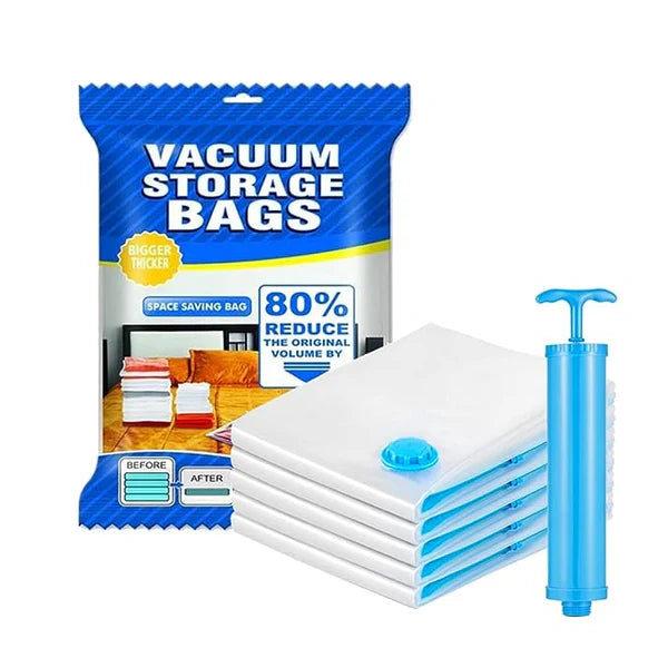 Space Saver (Set of 5) Reusable Vaccum Storage Ziplock Compression Sealer Bags