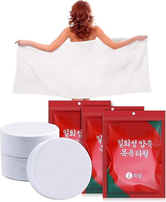 Disposable Magic Bath Towels for Travel, Cotton Compressed Women and Men.