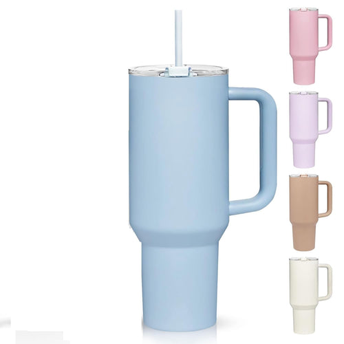 1200ML Stainless Steel Tumbler Hot and Cold with Handle and Lid 2 Straw, Double Insulated Cup Leak Proof Mug Cupholder for Gym, Travelling (Multicolor: Flamingo)