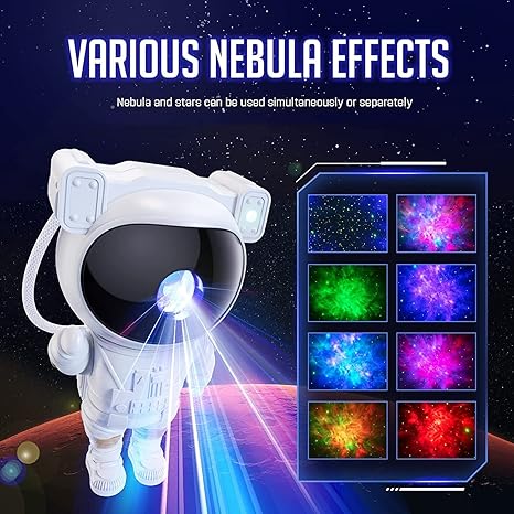 Astronaut Galaxy Projector with Remote Control – 360° Adjustable Timer Kids Astronaut Nebula Night Light.