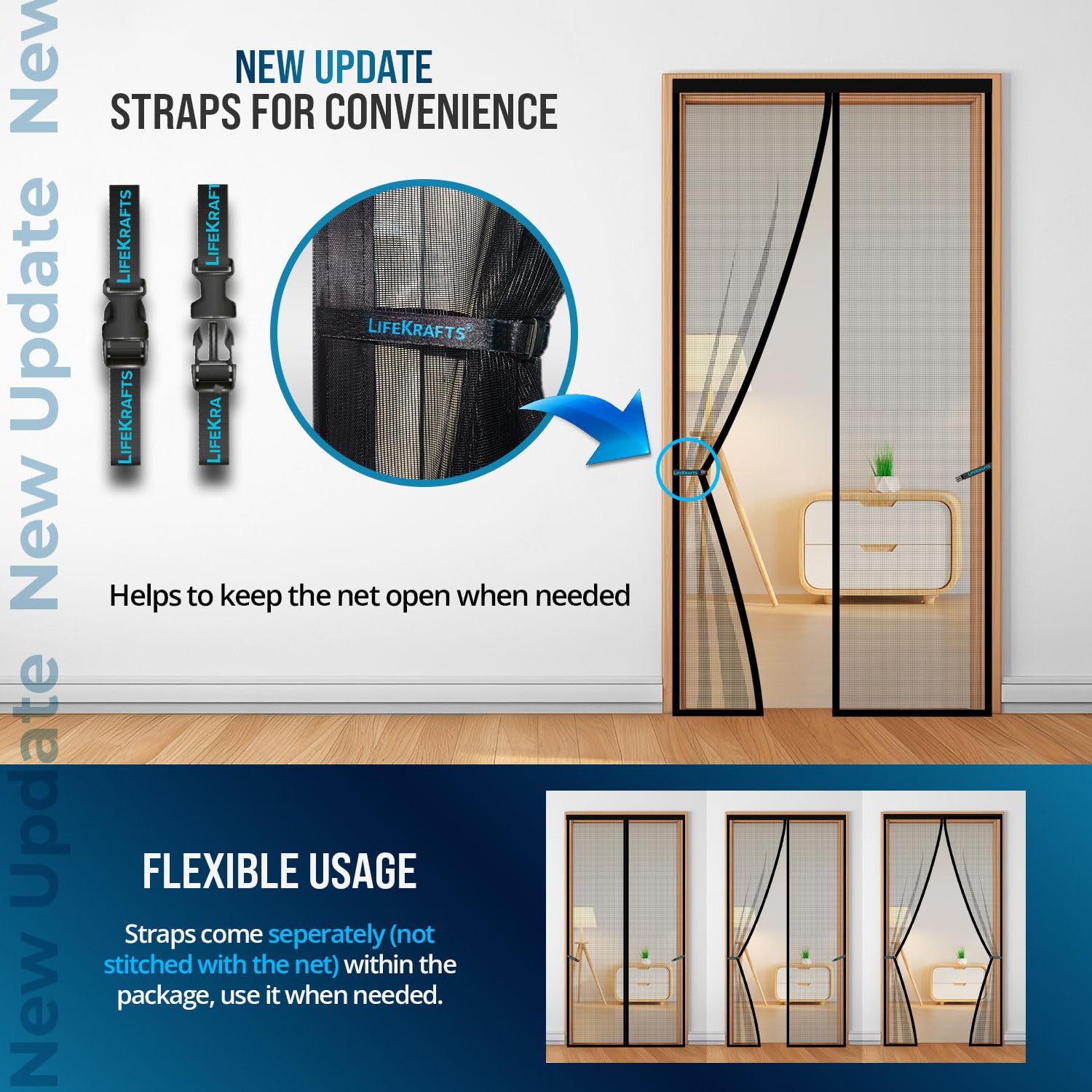 Polyester Magnetic Mosquito Net for Door.