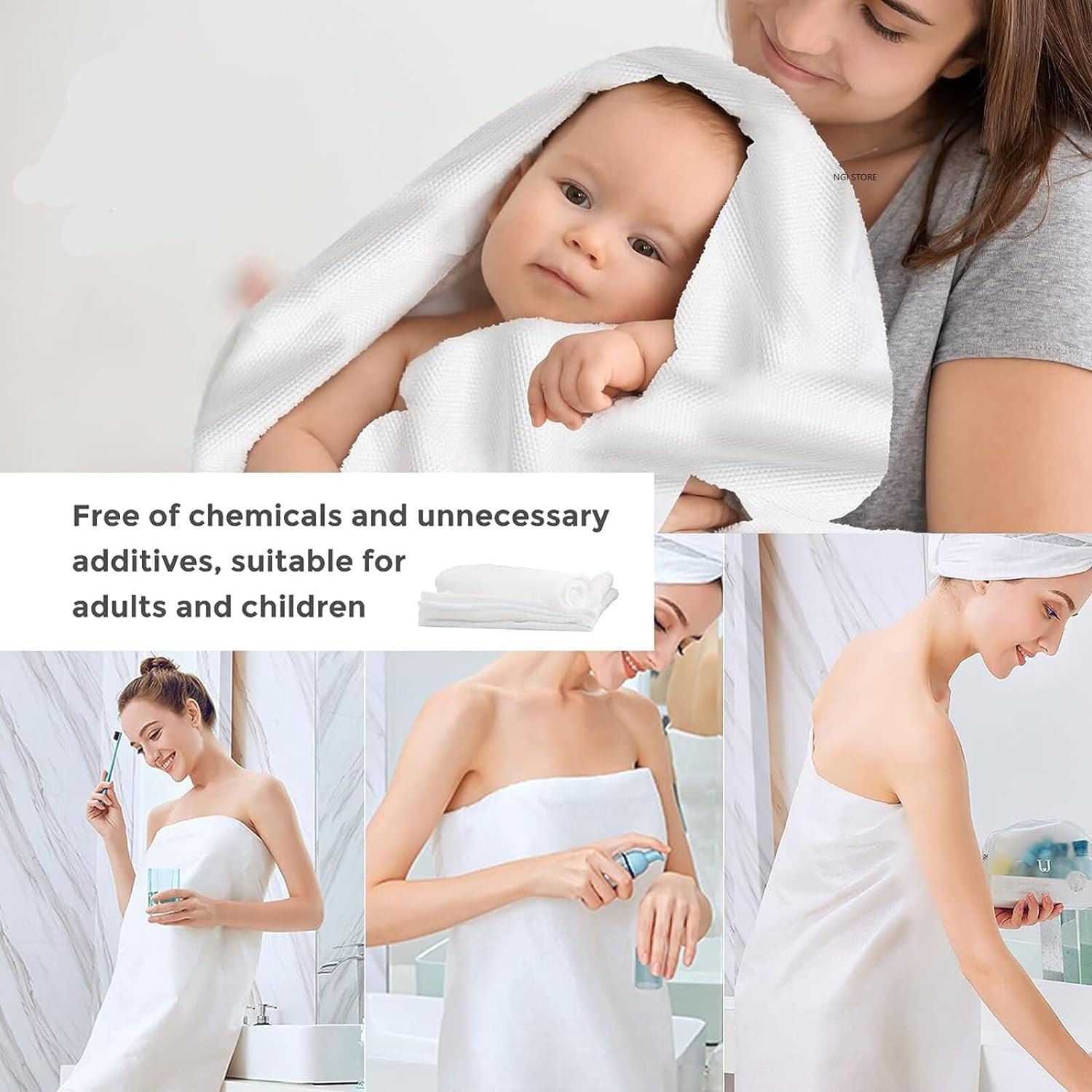 Disposable Magic Bath Towels for Travel, Cotton Compressed Women and Men.