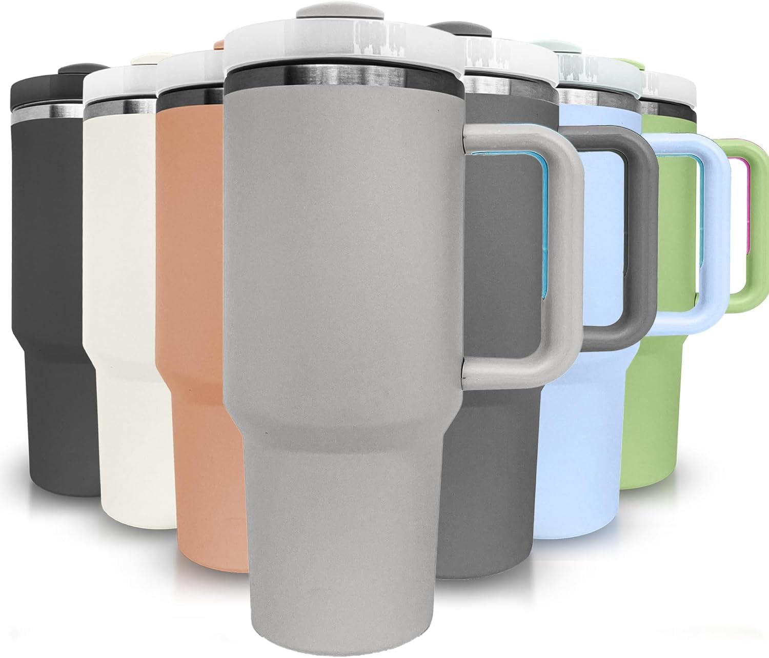 1200ML Stainless Steel Tumbler Hot and Cold with Handle and Lid 2 Straw, Double Insulated Cup Leak Proof Mug Cupholder for Gym, Travelling (Multicolor: Flamingo)