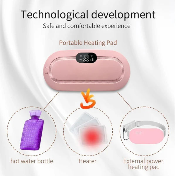 Portable Cordless Period Cramp Massager & Heating Pad.