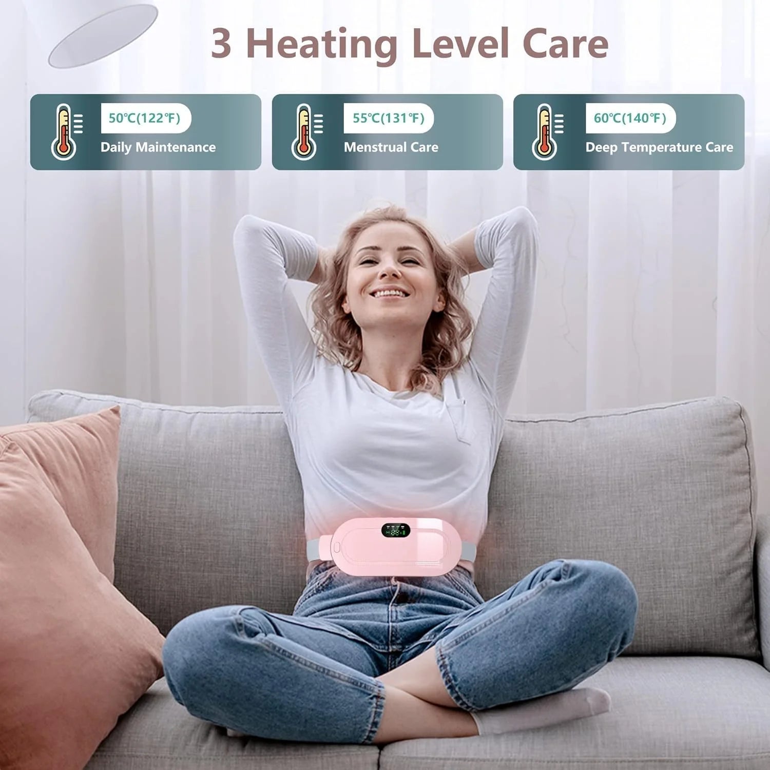 Portable Cordless Period Cramp Massager & Heating Pad.