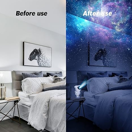 Astronaut Galaxy Projector with Remote Control – 360° Adjustable Timer Kids Astronaut Nebula Night Light.