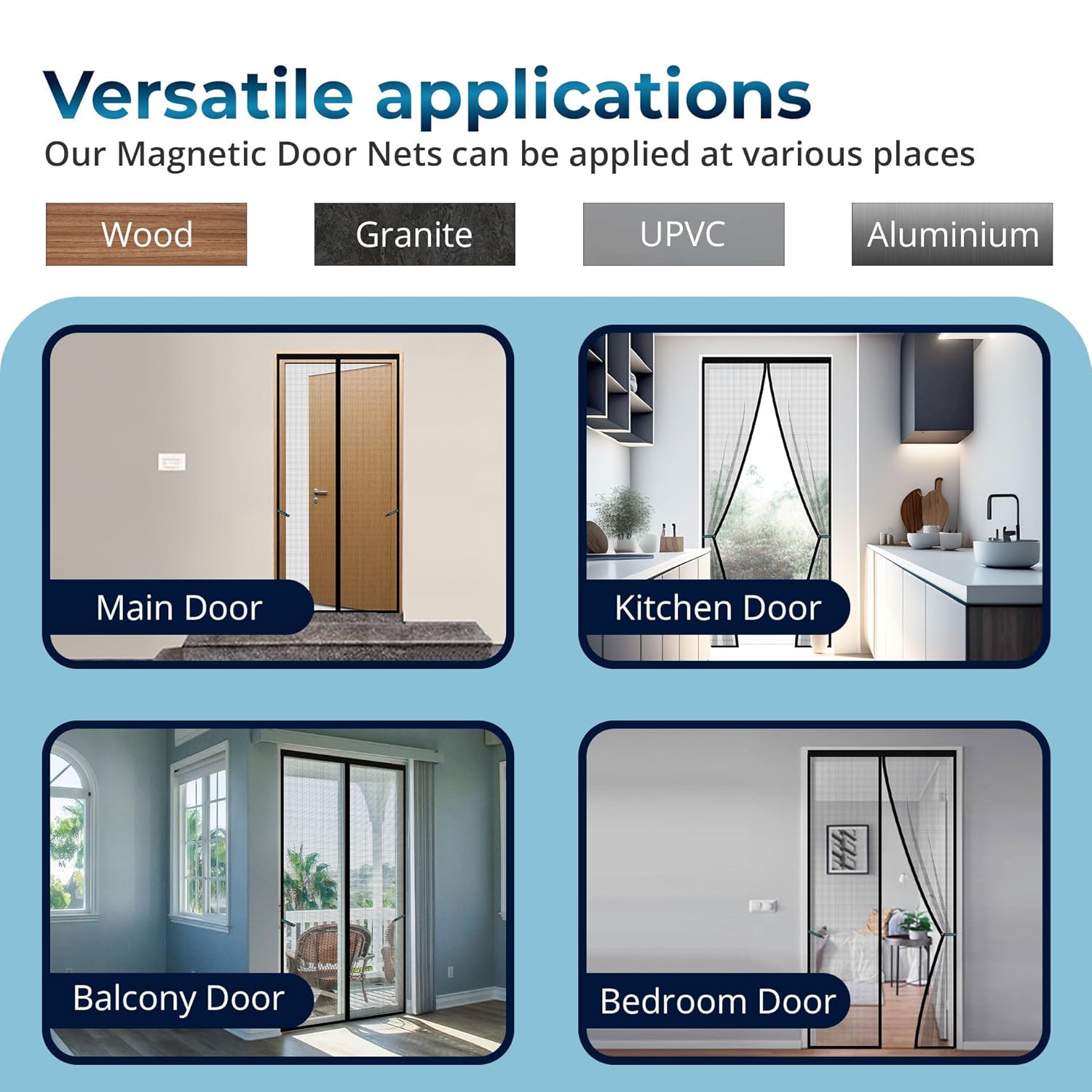 Polyester Magnetic Mosquito Net for Door.