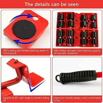 Furniture Lifter – Heavy Duty Furniture Moving Tool Set with Wheel Pads