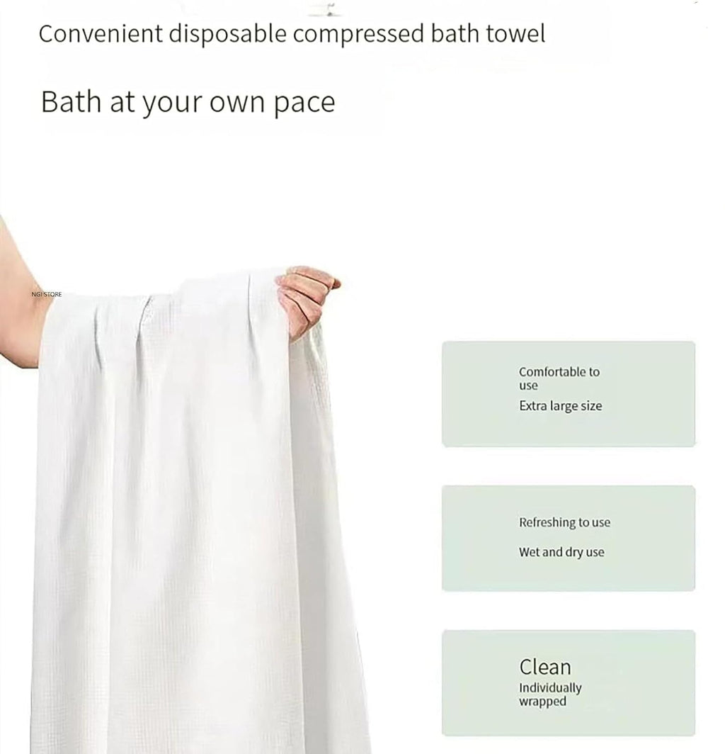 Disposable Magic Bath Towels for Travel, Cotton Compressed Women and Men.