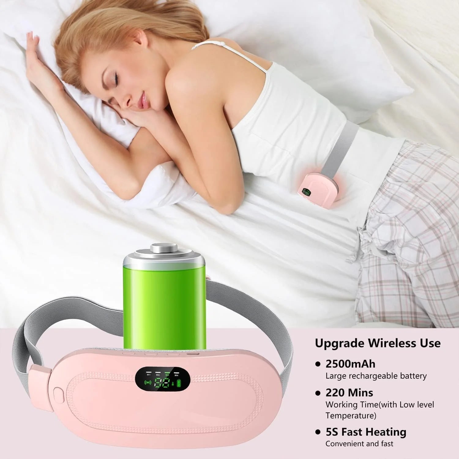 Portable Cordless Period Cramp Massager & Heating Pad.