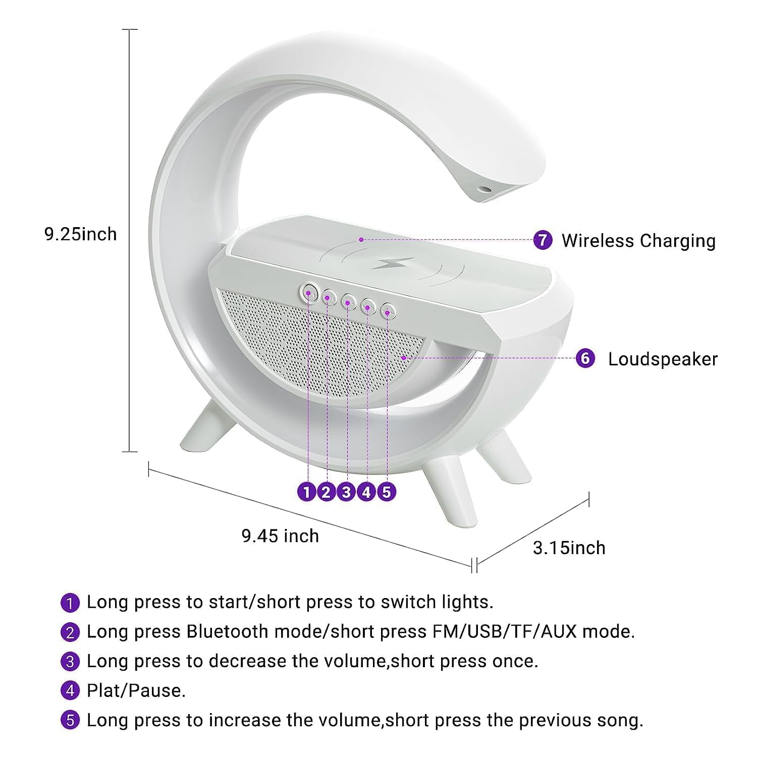 G-Shape Speaker Lamp – 3 in 1 Night Light Bluetooth Speakers