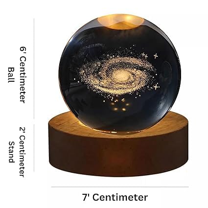 3D Crystal Ball Solar System LED Light, DIY Planetarium | Glass Ball Night LED Lamp with Woodern Base, Christmas, New Year, Birthday, Decorations Gifts for Men, Women Kids Boys Girls Teens (Galaxy)