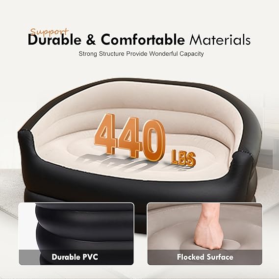 Comfort Outdoor and Indoor Portable & Inflatable Double Size Air Sofa With Electric Air Pump.