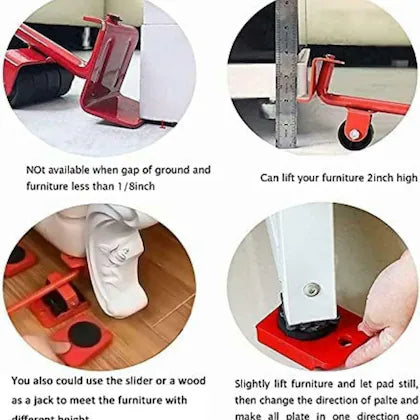 Furniture Lifter – Heavy Duty Furniture Moving Tool Set with Wheel Pads
