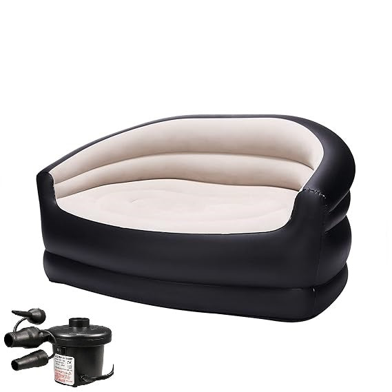 Comfort Outdoor and Indoor Portable & Inflatable Double Size Air Sofa With Electric Air Pump.